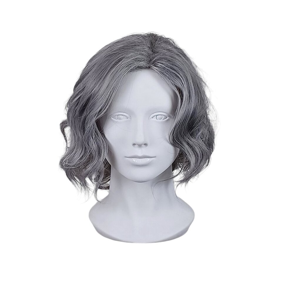 Grey Short Wavy Bob Wig